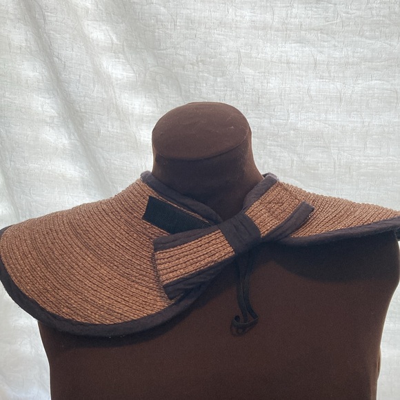 Madagascar Hat Company Packable Straw Visor Brown With Black Trim Sun Visor - Picture 2 of 12